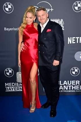 Marvin Kren with wife Kirsten Hiller Kren at the presentation of the Blue Panther TV Streaming Award 2024 at BMW Welt Munich, 23 10 2024 Foto:xF.xKernx xFuturexImagex blauer _panther_4017
