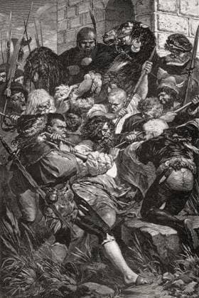 Die Gefangennahme des Grafen Helfenstein, Stadt Weinsberg, Deutscher Bauernkrieg, 16. April 1525 The capture of Count Helfenstein, city of Weinsberg, German Peasants War, 16th April 1525 Copyright: imageBROKER Heinz-DieterxFalkens iblhfa11630159.jpg
