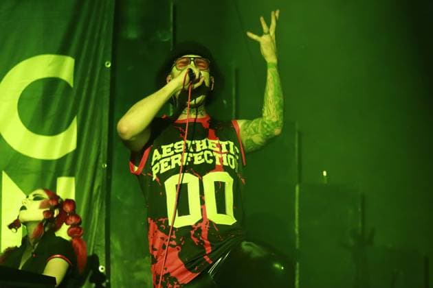 October 24, 2024, Mexico City, Ciudad de Mexico, Mexico: Daniel Graves vocalist of the American-Austrian electro Goth Pop band Aesthetic Perfection performs on stage as part of Fall Goth Tour 2024 at the San Rafael Forum. on October 24, 2024 in Mexico City, Mexico. Mexico City Mexico - ZUMAe321 20241024_zea_e321_176 Copyright: xCarlosxSantiago xEyepixxGroupx