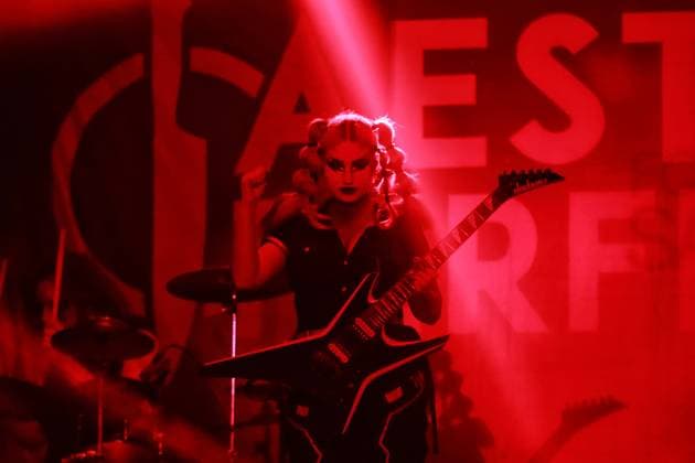 October 24, 2024, Mexico City, Ciudad de Mexico, Mexico: Noizith member of the American-Austrian electro Goth Pop band Aesthetic Perfection performs on stage as part of Fall Goth Tour 2024 at the San Rafael Forum. on October 24, 2024 in Mexico City, Mexico. Mexico City Mexico - ZUMAe321 20241024_zea_e321_178 Copyright: xCarlosxSantiago xEyepixxGroupx