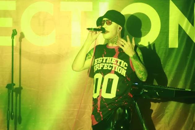 October 24, 2024, Mexico City, Ciudad de Mexico, Mexico: Daniel Graves vocalist of the American-Austrian electro Goth Pop band Aesthetic Perfection performs on stage as part of Fall Goth Tour 2024 at the San Rafael Forum. on October 24, 2024 in Mexico City, Mexico. Mexico City Mexico - ZUMAe321 20241024_zea_e321_187 Copyright: xCarlosxSantiago xEyepixxGroupx