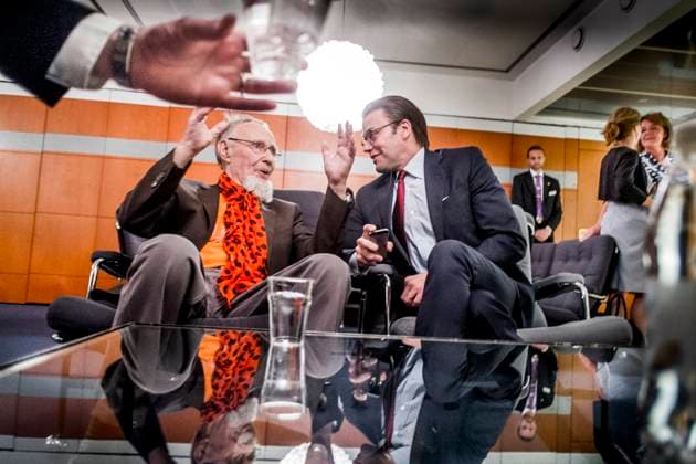 STOCKHOLM 2014-05-26 Prins Daniel med Ikea-grundaren Ingvar Kamprad som far Svd:s pris Alla Tiders Entreprenör i Stockholm 26 maj, 2014. STOCKHOLM SVERIGE x10078x  Copyright: xMagnusxHjalmarsonxNeideman SvD TTx INGVAR KAMPRAD OCH PRINS DANIEL