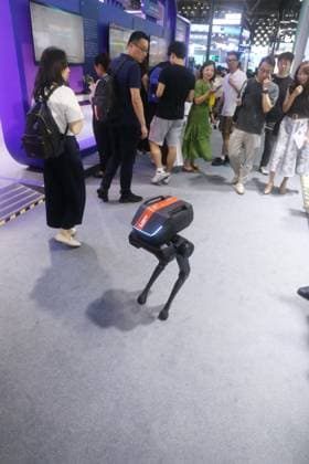 Unitree Robot at Fashionweek in Shanghai A Unitree robot dog and a model walk on the runway during Fashion Week in Shanghai, China, on October 27, 2024. Shanghai China  Copyright: xCFOTOx originalFilename: cfoto-unitreer241029_npgq5.jpg