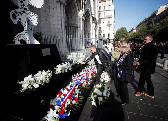 Cérémonie attentat Notre Dame PHOTOPQR NICE MATIN Dylan Meiffret Nice 29 10 2024 Ceremonie de lattentat de Notre Dame du 29 octobre 2020, quatre ans après papier Christine Rinaudo Nice country tribute to victims four years after church terror attack The three persons were stabbed inside Nice s Notre Dame basilica in October 2020 Nice France  Copyright: xPHOTOPQR NICExMATIN MAXPPPxDylanxMeiffretx 20241029NIM2969 20241029NIM2969