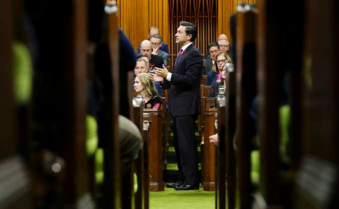 October 30, 2024, Ottawa, On, Canada: Conservative Leader Pierre Poilievre rises during question period in the House of Commons on Parliament Hill in Ottawa, Wednesday, Oct. 30, 2024. Ottawa Canada  - ZUMAc35_ 20241030_zaf_c35_074 Copyright: xSeanxKilpatrickx