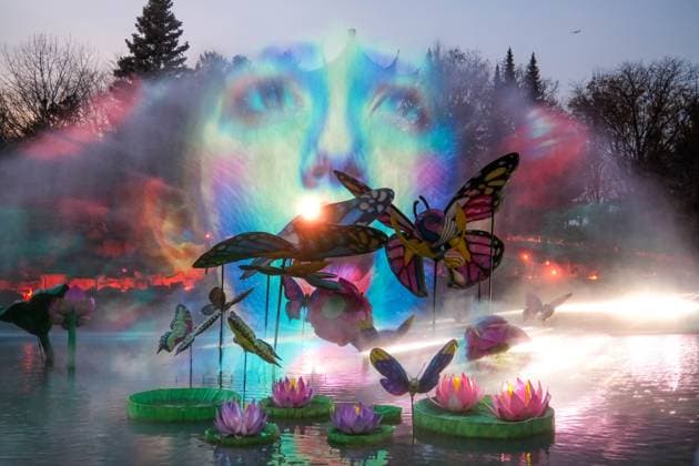 October 30, 2024, Montreal, Quebec, Canada: The Gardens of Light at the Montreal Botanical Garden has begun. In what has become a seasonal tradition, the Gardens of Light pathway offers a spectacular immersive stroll through illuminated First Nations, Chinese and Japanese gardens. Montreal Canada - ZUMAs278 20241030_zip_s278_023 Copyright: xSerkanxSenturkx