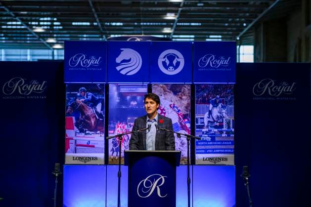 November 1, 2024, Toronto, On, Canada: Prime Minister Justin Trudeau gives remarks at the Royal Agricultural Winter Fair, in Toronto, Friday, Nov. 1, 2024. Toronto Canada  - ZUMAc35_ 20241101_zaf_c35_056 Copyright: xChristopherxKatsarovx