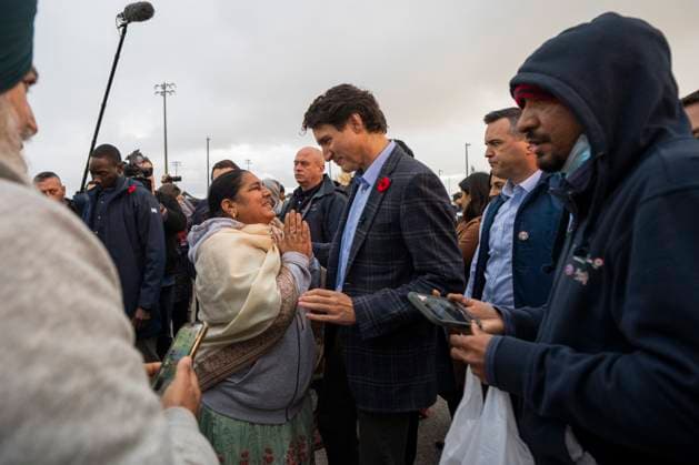 November 1, 2024, Brampton, On, CANADA: Prime Minister Justin Trudeau talks with a woman as he tours various vendors at the Diwali Mela festival at Sesquicentennial Park in Brampton, Ont., Friday, Nov. 1, 2024. Brampton CANADA  - ZUMAc35_ 20241101_zaf_c35_067 Copyright: xAndrewxLahodynskyjx