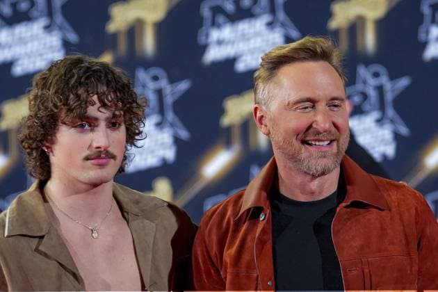 Benson Boone and David Guetta attend the NRJ Music Awards in Cannes, 01 11 2024 Photo Sandrine Thesillat Panoramic PEOPLE NRJ Music Awards Cannes 01 11 24 SandrineThesillat Panoramic 