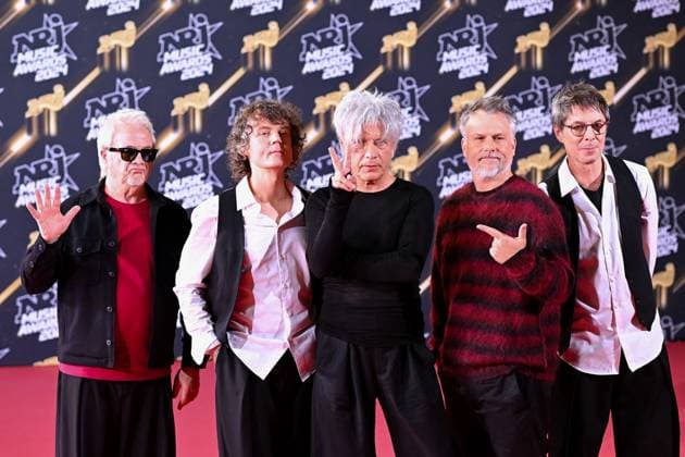 26th NRJ Music Awards - Cannes Dimitri Bodianski, Olivier Gerard, Marc Eliard, Nicolas Sirkis and Boris Jardel of Indochine attends the 26th NRJ Music Awards on November 01. 2024 in Cannes, France. Photo by Franck Castel ABACAPRESS.COM Cannes France  Copyright: xCastelxFranck ABACAx