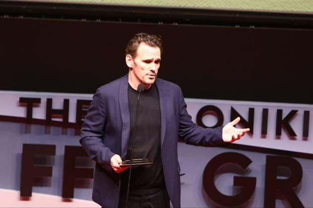 November 4, 2024, Thessaloniki, Greece: American actor Matt Dillon holds a speech during Thessaloniki International Film Festival. Matt Dillon received the Alexander Award for his contribution to cinema during the 65th Thessaloniki Film Festival. Thessaloniki Greece - ZUMAp191 20241104_zap_p191_007 Copyright: xGiannisxPapanikosx