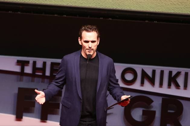 November 4, 2024, Thessaloniki, Greece: American actor Matt Dillon holds a speech during Thessaloniki International Film Festival. Matt Dillon received the Alexander Award for his contribution to cinema during the 65th Thessaloniki Film Festival. Thessaloniki Greece - ZUMAp191 20241104_zap_p191_009 Copyright: xGiannisxPapanikosx