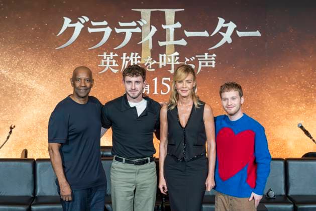 Entertainment Themen der Woche KW45 Entertainment Bilder des Tages (L-R) Denzel Washington, Paul Mescal, Connie Nielsen, Fred Hechinger, November 4, 2024 - Tokyo International Film Festival 2024 : Press Conference for Gladiator II held in Tokyo, Japan.  , aflo_272231861.JPG,