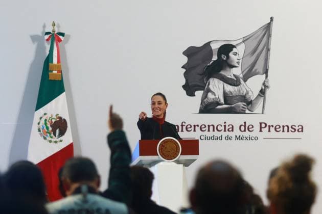 Claudia Sheinbaum Briefing Conference - Mexico Claudia Sheinbaum Pardo, President of Mexico, speaks during a briefing conference where she talk about the United States electoral process, at the National Palace. on November 4, 2024 in Mexico City, Mexico. Photo by Carlos Santiago Eyepix Group ABACAPRESS.COM Mexico City Mexico  Copyright: xEyepix ABACAx