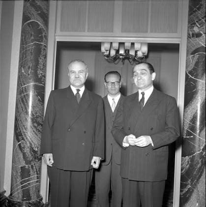 RECORD DATE NOT STATED Indochina Conference Geneva. Indochina Conference Geneva 1954; Molotov, Molotshov, Mendes-France. Copyright: RDB ATP 1032_05_RDB00014218