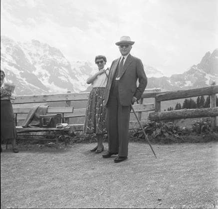 RECORD DATE NOT STATED German Federal Chancellor Adenauer with daughter Ria in Mürren 1955 German Federal Chancellor Adenauer with daughter Ria in Mürren 1955. Copyright: 1032_05_rdb00350339