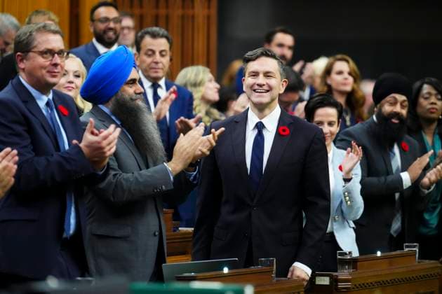 November 5, 2024, Ottawa, On, Canada: Conservative Leader Pierre Poilievre rises during question period in the House of Commons on Parliament Hill in Ottawa on Tuesday, Nov. 5, 2024. Ottawa Canada  - ZUMAc35_ 20241105_zaf_c35_024 Copyright: xSeanxKilpatrickx