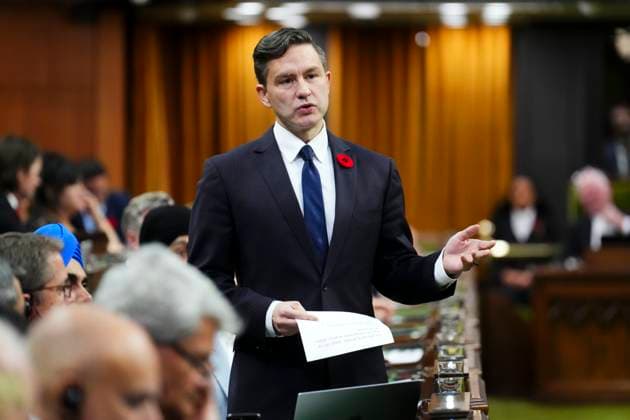 November 5, 2024, Ottawa, On, Canada: Conservative Leader Pierre Poilievre rises during question period in the House of Commons on Parliament Hill in Ottawa on Tuesday, Nov. 5, 2024. Ottawa Canada  - ZUMAc35_ 20241105_zaf_c35_027 Copyright: xSeanxKilpatrickx