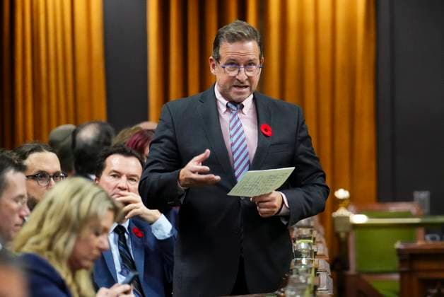 November 5, 2024, Ottawa, On, Canada: Bloc Quo bo cois Leader Yves-Francois Blanchet rises during question period in the House of Commons on Parliament Hill in Ottawa on Tuesday, Nov. 5, 2024. Ottawa Canada  - ZUMAc35_ 20241105_zaf_c35_037 Copyright: xSeanxKilpatrickx