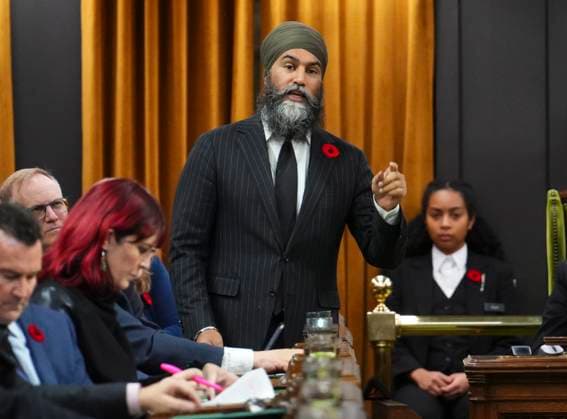 November 5, 2024, Ottawa, On, Canada: NDP leader Jagmeet Singh rises during question period in the House of Commons on Parliament Hill in Ottawa on Tuesday, Nov. 5, 2024. Ottawa Canada  - ZUMAc35_ 20241105_zaf_c35_038 Copyright: xSeanxKilpatrickx