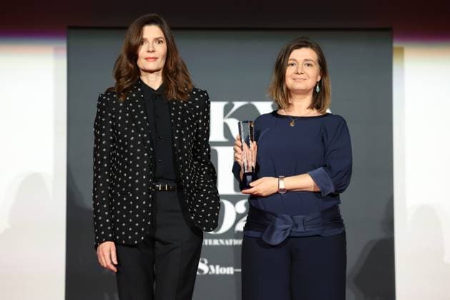 Tokyo International Film Festival, Preisverleihung Chiara Mastroianni, Teodora Ana Mihai, November 06, 2024 - Chiara Mastroianni, Teodora Ana Mihai speak after winning Award for Best Actress for the film Traffic during the 37th Tokyo International Film Festival. award ceremony, in Tokyo, Japan on November 06, 2024. , aflo_272505172.jpg,