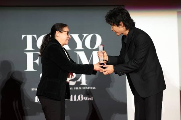 Tokyo International Film Festival, Preisverleihung Enyedi Ildiko, Dong Zijian, November 06, 2024 - Dong Zijian, speak after winning Award for Best Artistic Conrtribution for the film My Friend An Delie during the 37th Tokyo International Film Festival. award ceremony, in Tokyo, Japan on November 06, 2024. , aflo_272504564.jpg,