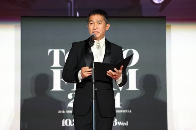 Tokyo International Film Festival, Preisverleihung Tony Leung, November 06, 2024 - Kyozo Nagatsuka, speak after winning Award for Best Actor for the film Teki Cometh during the 37th Tokyo International Film Festival. award ceremony, in Tokyo, Japan on November 06, 2024.  , aflo_272504798.jpg,