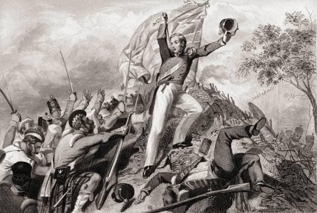 Capture of guns by Highlanders before Cawnpore, India, Asia, 1857 Copyright: xKenxGraham DinodiaxPhotox