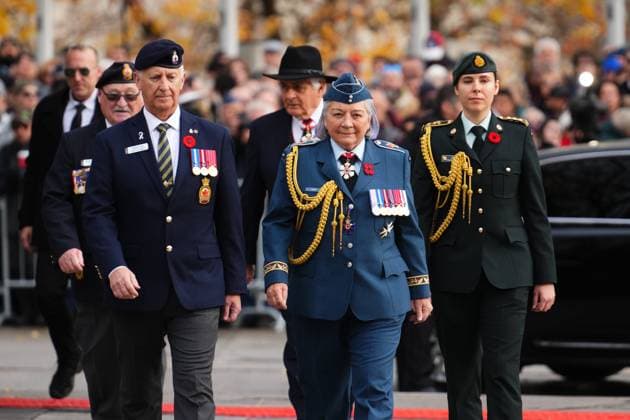 November 11, 2024, Ottawa, On, CAN: Gov. Gen. Mary Simon arrives at a Remembrance Day ceremony at the National War Memorial in Ottawa on Monday, Nov. 11, 2024. Ottawa CAN  - ZUMAc35_ 20241111_zaf_c35_012 Copyright: xSeanxKilpatrickx