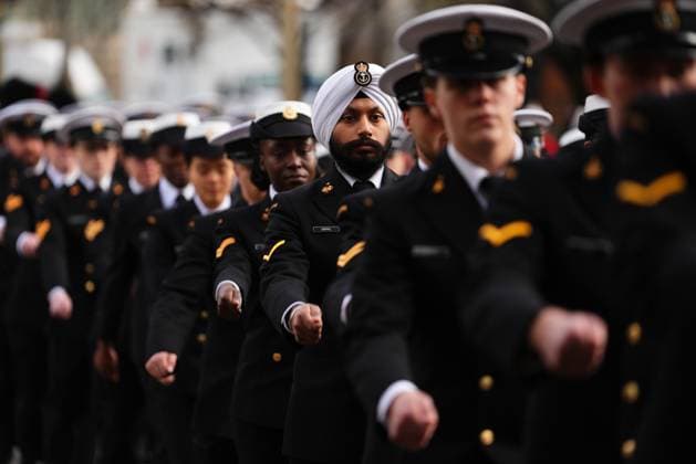 November 11, 2024, Ottawa, On, CAN: Canadian Armed Forces members march in a parade to a Remembrance Day ceremony at the National War Memorial in Ottawa on Monday, Nov. 11, 2024. Ottawa CAN  - ZUMAc35_ 20241111_zaf_c35_004 Copyright: xSeanxKilpatrickx