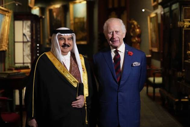 King of Bahrain visit to UK King Charles III with King Hamad Bin Isa Al Khalifa, King of the Kingdom of Bahrain, at Windsor Castle, Berkshire, during his visit to the UK to mark the year of his Silver Jubilee. Picture date: Monday November 11, 2024., Credit:Aaron Chown Avalon UK, Windsor  Copyright: xAaronxChownx xAvalonx 0933370070