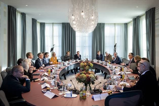 THE HAGUE - Prime Minister Dick Schoof during a meeting, along with a broad cabinet delegation, on anti-Semitism following the violence following Ajax s soccer match against Maccabi Tel Aviv in Amsterdam. ANP REMKO DE WAAL netherlands out - belgium out  Copyright: xx x513321096x originalFilename: 513321096.jpg