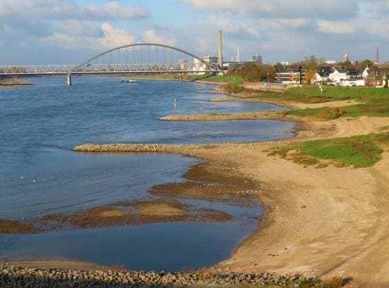 it still needs a lot of rain until the Rhine has its normal level again Duesseldorf Rhine river at Hamm low water comes