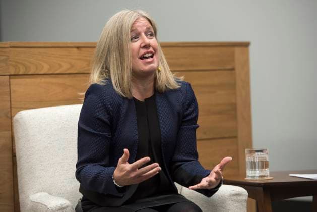 November 12, 2024, Fredericton, New Brunswick, Canada: New Brunswick Premier Susan Holt answers media questions as part of a meeting with Prime Minister Justin Trudeau, not shown, in Fredericton, Tuesday, Nov. 12, 2024. Fredericton Canada  - ZUMAc35_ 20241112_zaf_c35_078 Copyright: xStephenxMacgillivrayx