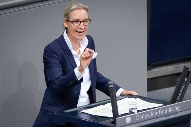 News Themen der Woche KW46 News Bilder des Tages Deutscher Bundestag, 199. Plenarsitzung Dr. Alice Weidel (AfD) im Portrait mit besonderer Geste bei ihrer Rede zur Regierungserklaerung zur aktuellen Lage bei der 199. Sitzung des Deutschen Bundestag in Berlin, 13.11.2024 Berlin Berlin Deutschland *** German Bundestag, 199 plenary session Dr Alice Weidel AfD in portrait with special gesture during her speech on the government declaration on the current situation at the 199 session of the German Bundestag in Berlin, 13 11 2024 Berlin Berlin Germany
