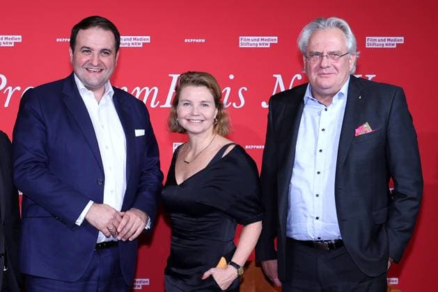 NRW Media Minister Nathanael Liminski, Annette Frier and Mayor Ralph Elster at the NRW Cinema Program Award on 13 11 2024 in Cologne NRW Cinema Program Award 2024 in Cologne