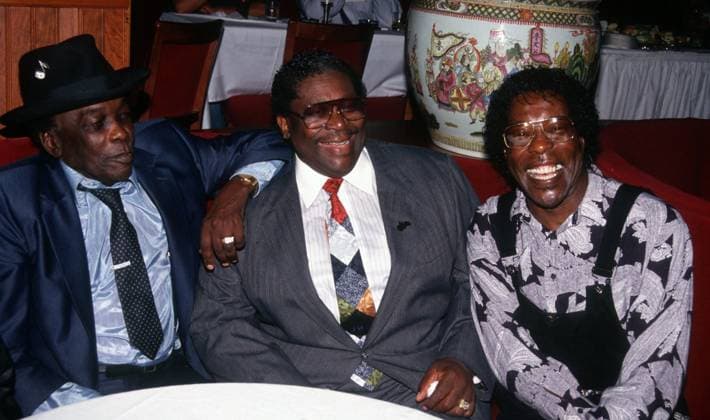 John Lee Hooker, BB King, Buddy Guy, 1995. ph: John Barrett PHOTOlink Courtesy Everett Collection (John Lee Hooker BB King Buddy Guy6077)ASCA041 F4102 PUBLICATIONXNOTxINxCANxCHNxFRAxITAxJPNxNORxPOLxRUSxESPxUKxUSA Copyright: xx ASCA041 F4102 ASCA041_F4102_H