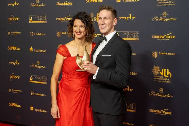 Leipzig 30 Goldene Henne award ceremony at Messe Leipzig 15 11 2024 Leipzig, Messe In the photo Lukas Märtens, swimmer, winner Goldene Henne category Sport On Friday evening, the G Copyright: xEHLxMedia ChrisxLässigx 20241115_goldene-henne-sport_9
