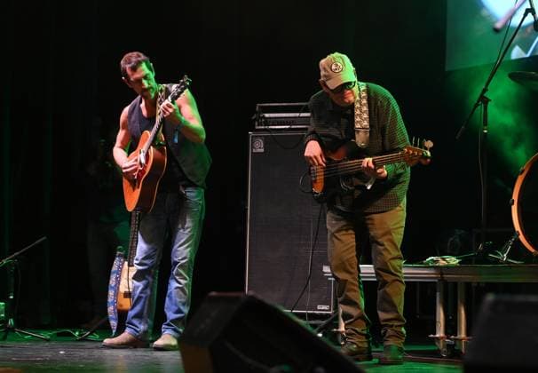 Luke Winslow King of USA, left, Roberto Luti of Italy (not picturted) performed during the third day of international music festival Blues Alive in Sumperk, Czech Republic, November 16, 2024. (CTKxPhoto LudekxPerina) CTKPhotoP2024111604940  CTKPhotoP2024111604940