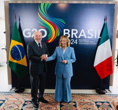 News Themen der Woche KW46 News Bilder des Tages November 17, 2024, Rio De Janeiro, BRASILE: Italian Prime Minister Giorgia Meloni and Brazilian President, Luiz Inacio Lula da Silva, during their meeting in Rio de Janeiro, Brazil, 17 November 2024..ANSA CHIGI PALACE PRESS OFFICE FILIPPO ATTILI. NPK Rio De Janeiro BRASILE  - ZUMAa110 20241117_zaf_a110_020 Copyright: xChigixPalacexPressxOffice Filippx