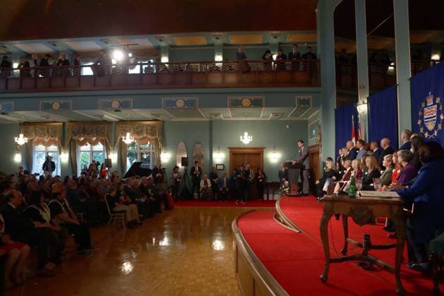 November 18, 2024, Victoria, Bc, CAN: Premier David Eby and his cabinet following the swearing-in ceremony at Government House in Victoria, B.C., on Monday, November 18, 2024. Victoria CAN  - ZUMAc35_ 20241118_zaf_c35_117 Copyright: xChadxHipolitox