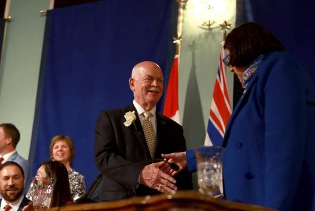 November 18, 2024, Victoria, Bc, CAN: Minister for Public Safety and Solicitor General Gary Begg meets with Lt.-Gov. Janet Austin during the swearing-in ceremony at Government House in Victoria, Monday, Nov. 18, 2024. Victoria CAN  - ZUMAc35_ 20241118_zaf_c35_139 Copyright: xChadxHipolitox