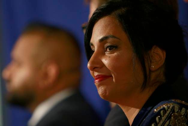 November 18, 2024, Victoria, Bc, CAN: Deputy Premier and Attorney General Niki Sharma looks on during the swearing-in ceremony at Government House in Victoria, Monday, Nov. 18, 2024. Victoria CAN  - ZUMAc35_ 20241118_zaf_c35_141 Copyright: xChadxHipolitox