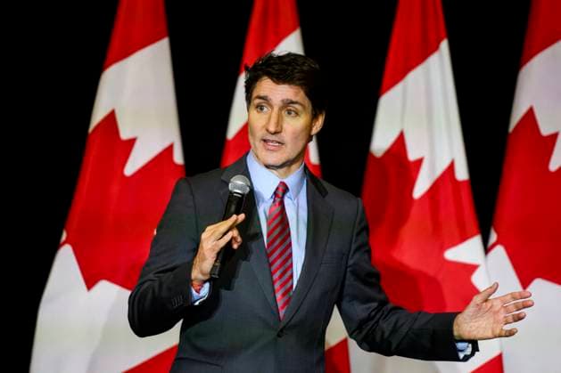 November 21, 2024, Toronto, On, Canada: Prime Minister Justin Trudeau gives remarks at a Liberal fundraiser in Mississauga, Ont., on Thursday, November 21, 2024. Toronto Canada  - ZUMAc35_ 20241121_zaf_c35_135 Copyright: xChristopherxKatsarovx