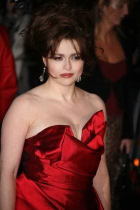 RECORD DATE NOT STATED Arrivals at the European Premiere of Sweeney Todd at the Odeon Leicester Square on January 10, 2008 in London, England. , 413395.jpg, helena bonham carter, premiere, sweeney todd, odeon leicester square, london, red night dress, strapless, grosgrain, opentoe, pumps,