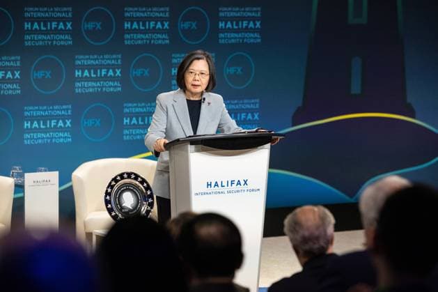 November 23, 2024, Halifax, Ns, Canada: Dr. Tsai Ing-wen, Former President of Taiwan accepts the John McCain Prize for Leadership in Public Service at the Halifax International Security Forum in Halifax on Saturday, Nov. 23, 2024. Halifax Canada  - ZUMAc35_ 20241123_zaf_c35_065 Copyright: xKellyxClarkx