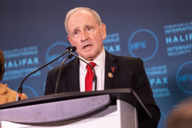 November 23, 2024, Halifax, Ns, Canada: U.S. Senator James Risch speaks at a press conference at the Halifax International Security Forum in Halifax on Saturday, Nov. 23, 2024. Halifax Canada  - ZUMAc35_ 20241123_zaf_c35_068 Copyright: xKellyxClarkx