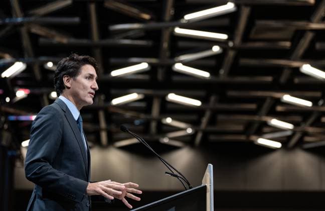 November 25, 2024, Montreal, Pq, CANADA: Prime Minister Justin Trudeau delivers remarks at the 70th Annual Session of the NATO Parliamentary Assembly in Montreal, Monday, Nov. 25, 2024. Montreal CANADA  - ZUMAc35_ 20241125_zaf_c35_060 Copyright: xChristinnexMuschix