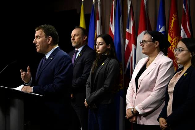 November 25, 2024, Ottawa, On, CAN: Richard Marceau of the Centre for Israel and Jewish Affairs speaks at a news conference calling for action from the federal government to address antisemitism, in West Block on Parliament Hill, in Ottawa, on Monday, Nov. 25, 2024. Ottawa CAN  - ZUMAc35_ 20241125_zaf_c35_154 Copyright: xJustinxTangx