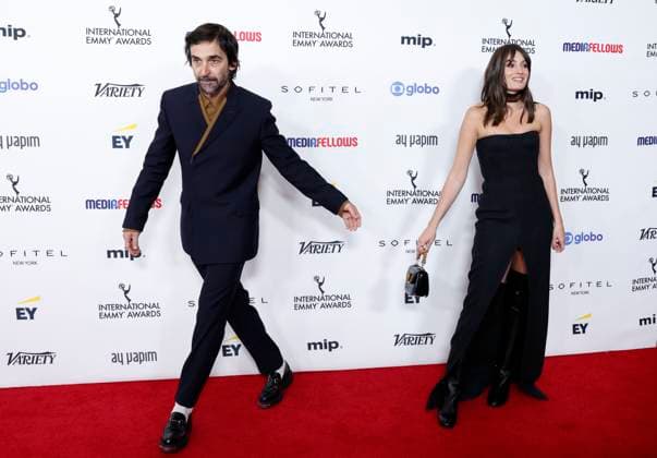 Julio Andrade and Elen Caprice arrive on the red carpet at the 52nd International Emmy Awards at New York Hilton Midtown in New York City on Monday, November 25, 2024.  NYP20241125123 JohnxAngelillo
